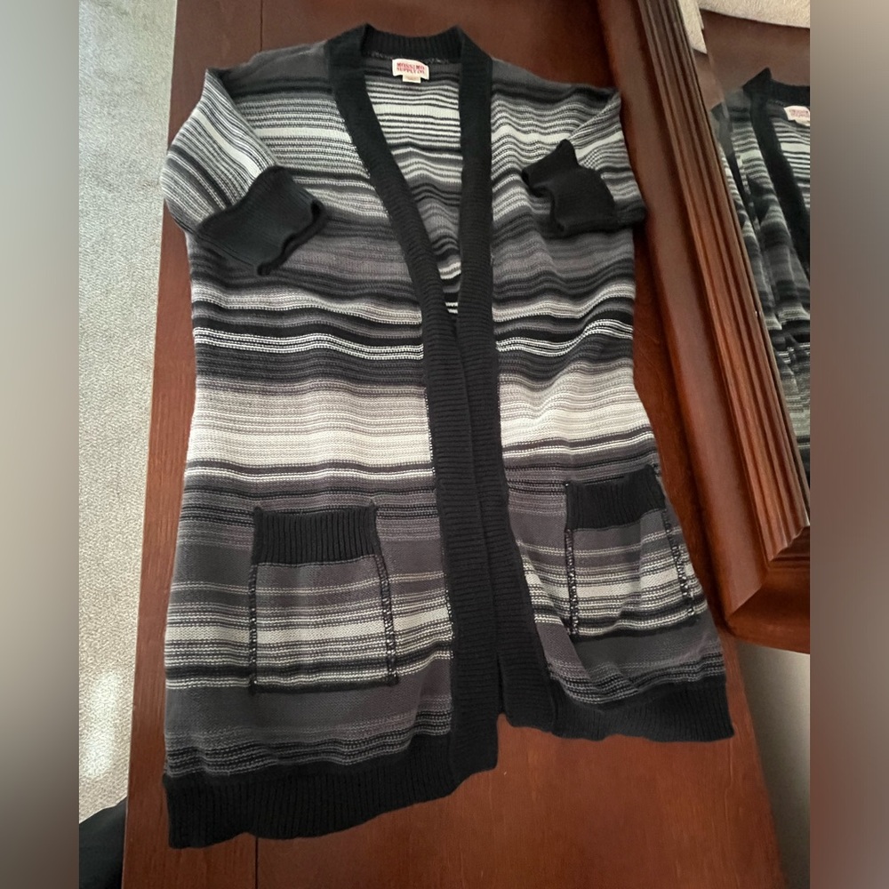 ❄️Striped short sleeve open cardigan